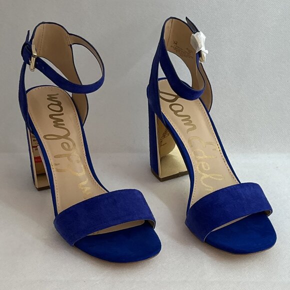 New In Box Sam Edelman Synthia Royal Blue Suede Sandals Size 8 - Picture 3 of 10